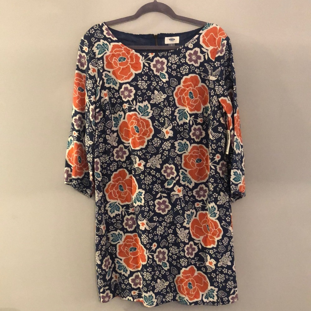 Old Navy L Blue Floral Printed Dress
